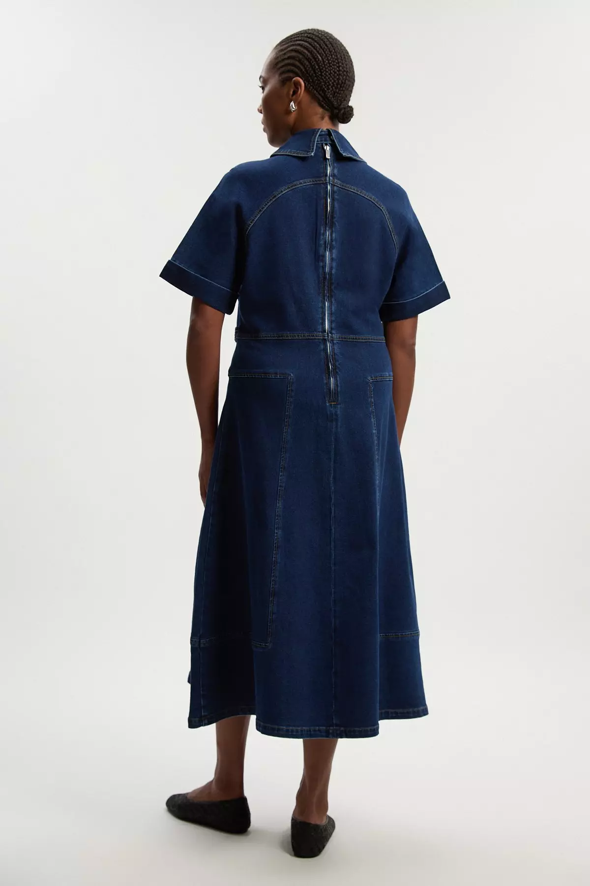 新品☆ KARREN MILLEN  サイズ6 Plus Size Stretch Denim Tab Belt Detail Midi Dress | Karen